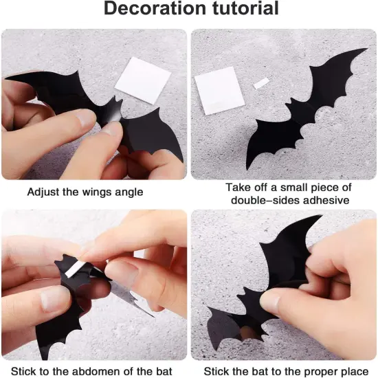 60PCS Halloween 3D Bats Decoration {3}