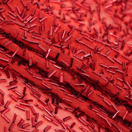 1 Yard Dazzle Beaded Stretch Mesh Fabric 36" x 60/61" Length by Width Metal {4}