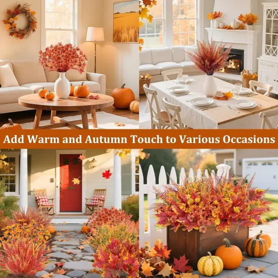 24 Bundles 6 Styles Artificial Fall Flowers Plants for Outdoors {2}