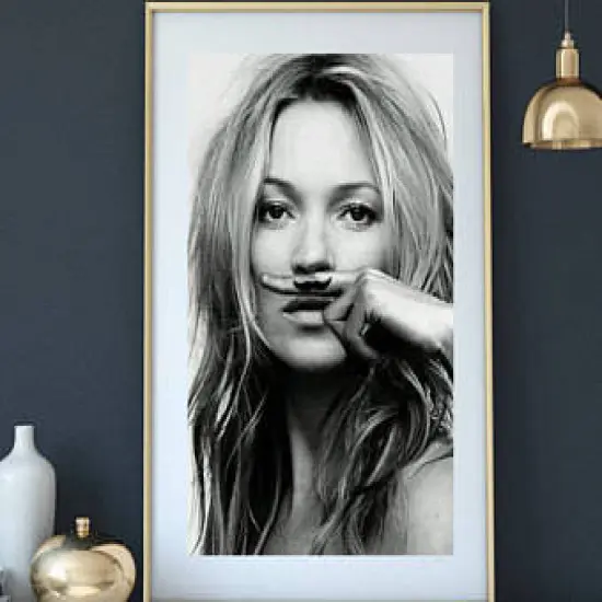 Kate Moss Mustache Fashion Poster Framed {6}