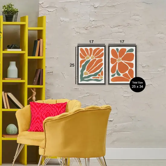 Stupell Industries Midcentury Flower Abstracts 2pc Floating Frame Set, design by Yvette St. Amant {3}