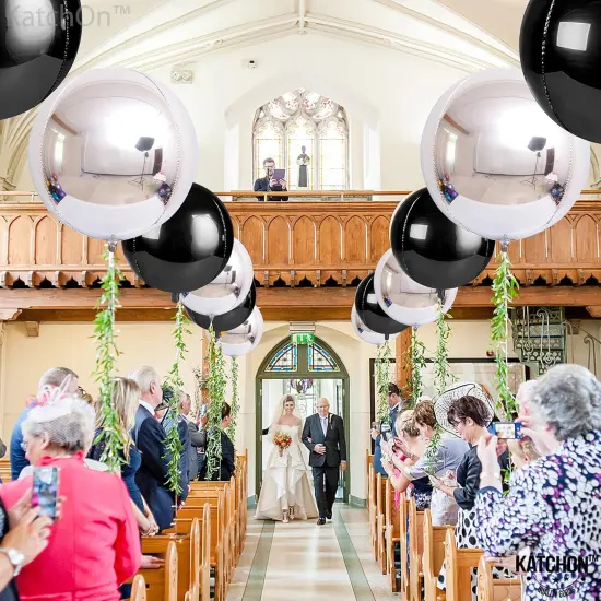 Large Black and Silver Balloons(Black and Silver) {6}