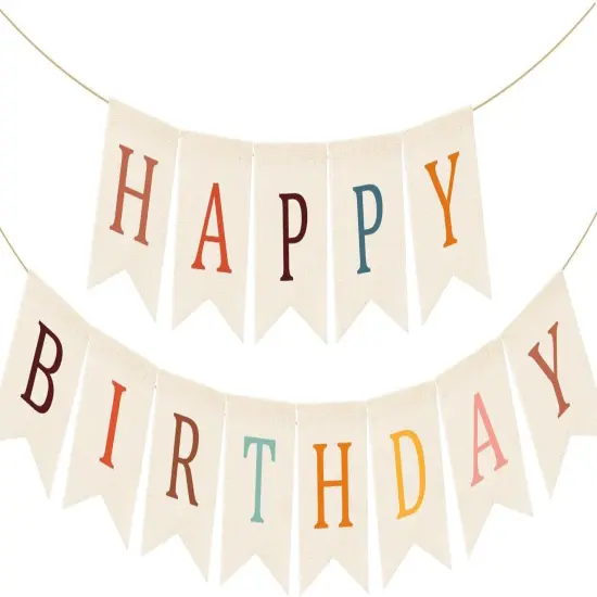 Happy Birthday Burlap Banner (white) {1}