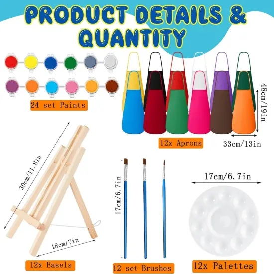 84-Pc Kids Paint Set &ndash; 12 Animal Canvases, Brushes, Paints, Palettes & Apron (8 x 10 Inches) {3}