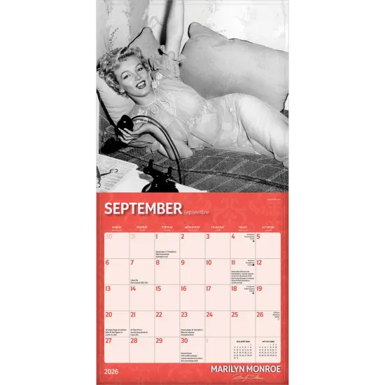 Marilyn Monroe OFFICIAL | 2026 7 x 14 Inch (Hanging) Monthly Mini Wall Calendar | English/French Bilingual {4}