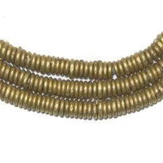 The Bead Chest Kenya Brass Heishi Beads - Full Strand of 3mm African Metal Disk Spacers {1}