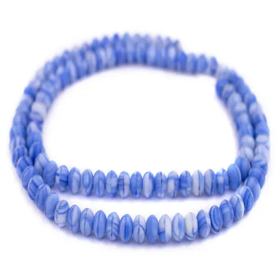 The Bead Chest Blue & White Binta Banji Kakamba Beads (5x8mm) {3}