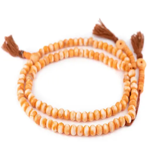 The Bead Chest Orange Rustic Bone Mala Beads (8mm) {3}