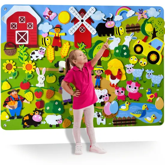 Felt Board for Toddlers - 70 PCS Double-Thick Felt Board Story Set with Large 41x30 Inch Durable Felt Wall Activity Board - Ideal for Storytelling Indoor Toddler Activities and Classroom {2}