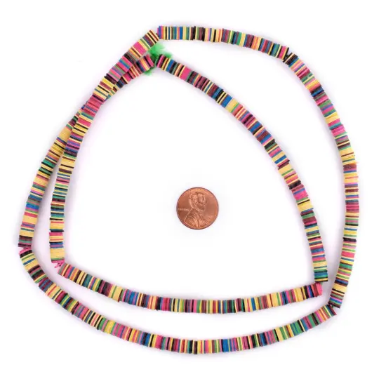 The Bead Chest Obogu Medley Vinyl Phono Record Beads 6mm Ghana African Multicolor Mixed 30 Inch Strand Handmade {2}