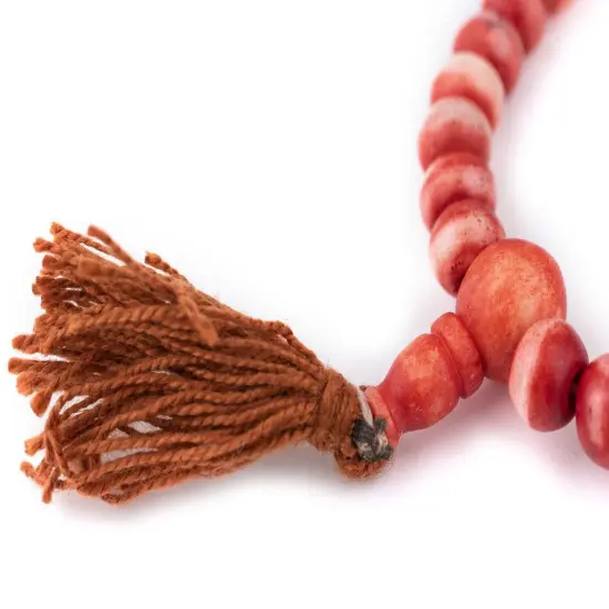 The Bead Chest Red Rustic Bone Mala Beads (8mm) {4}