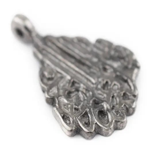 The Bead Chest Silver Islamic Calligraphy Pendant 24x35mm Middle East White Metal Large Hole {3}