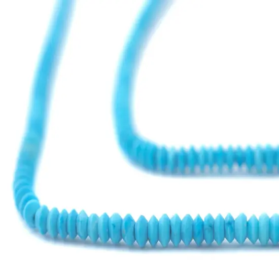 The Bead Chest Tiny Blue Turquoise Stone Saucer Heishi Beads 3mm Afghanistan Gemstone 14 Inch Strand {1}