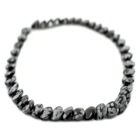The Bead Chest Flat Round Snowflake Obsidian Beads 12mm Black Gemstone 15 Inch Strand {3}