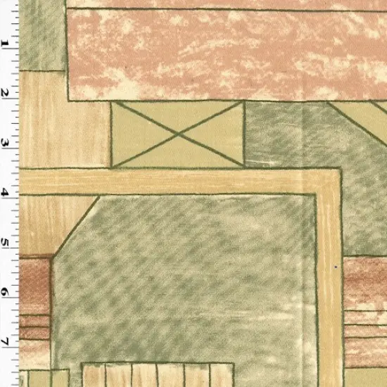 Warm Beige/Pink/Sage Abstract Printed Woven Decor Fabric By the Yard {1}