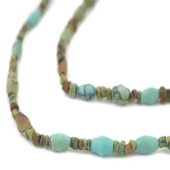 The Bead Chest Antique-Inspired Mixed Turquoise Style Stone Beads 3-4mm Afghanistan Green 29 Inch Strand {1}