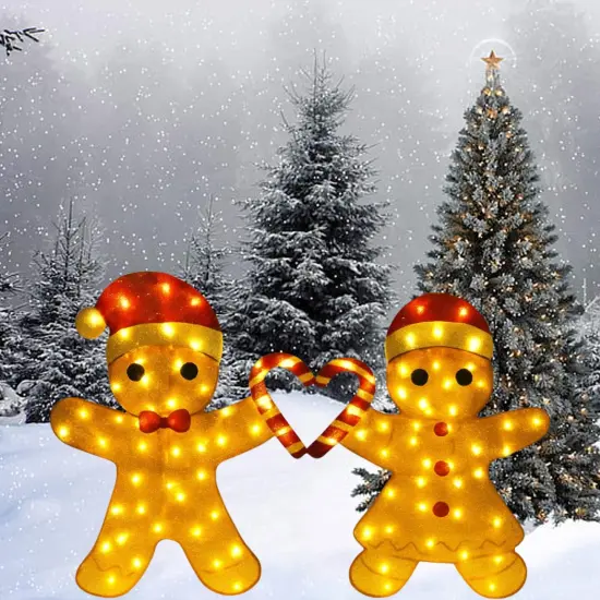 Magical 32 Inch Light Up Gingerbread Couple for Indoor Outdoor Holiday Decor {5}