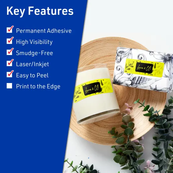 Avery Neon Yellow Paper Labels, 5/8" x 3" Rectangle {2}