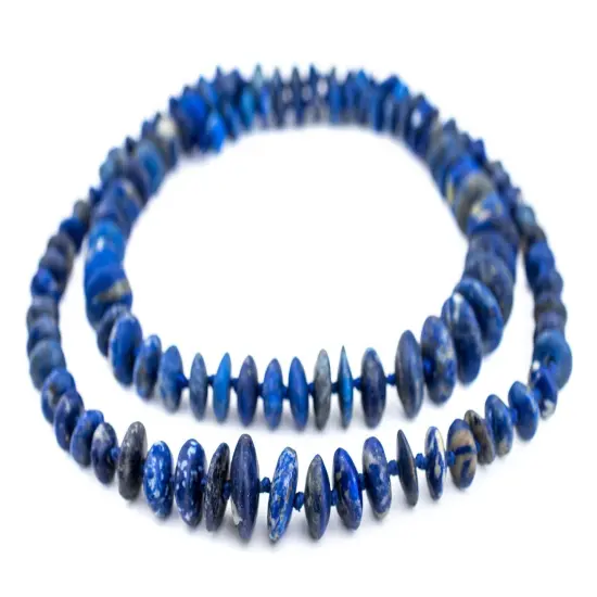 The Bead Chest Afghan Lapis Lazuli Saucer Beads 15mm Afghanistan Blue Gemstone Large Hole 18 Inch Strand {3}