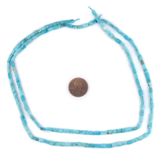 The Bead Chest Faceted Turquoise Stone Beads 4x3mm Afghanistan Blue Gemstone 16 Inch Strand {2}