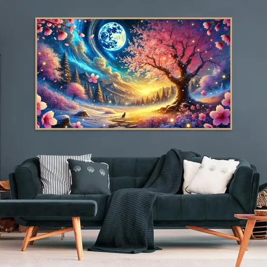 DIY Moon and Tree Theme Diamond Painting Kit 27.5 X 15.7inch {3}