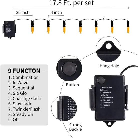 17.8 Feet - 2 Pack Halloween Orange String Lights Decorations {4}