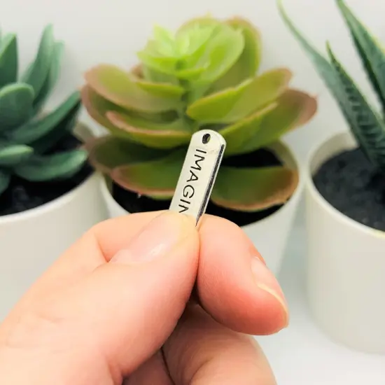 Silver Imagine Word Bar Tag Charms, 8x21mm {4}