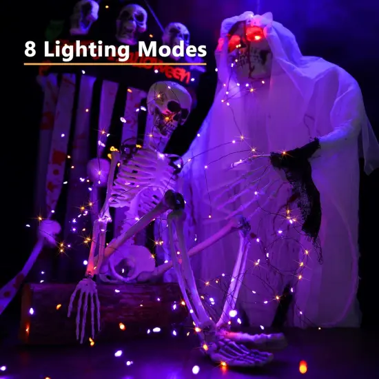 Orange & Purple 78FT 240 LED Solar Halloween Fairy Lights {5}