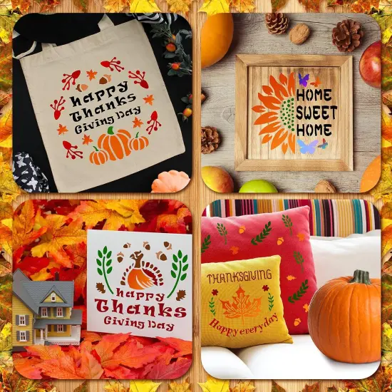 20 Pieces Thanksgiving Fall Stencils for Painting 7.9 x 7.9 Inch {4}
