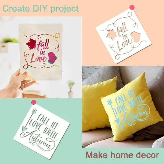 9-Piece Fall Stencils - Reusable Plastic Autumn Stencils for Farmhouse Decor, 7.9 Inches {4}