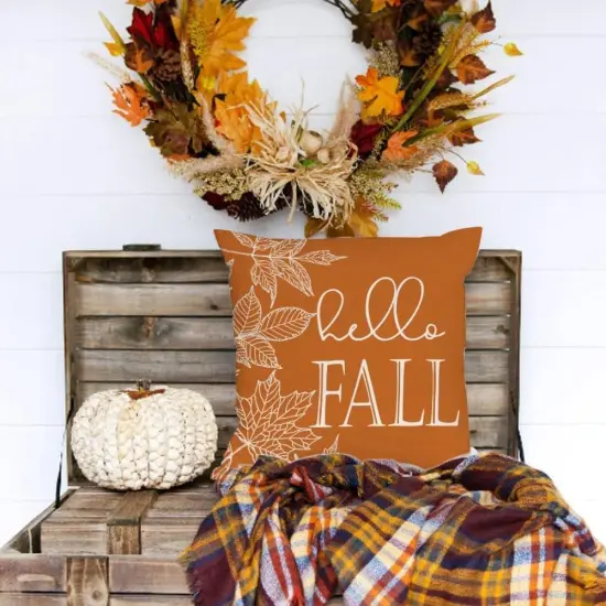 Set of 4 Fall Pillow Covers - 18x18 (Orange) {3}