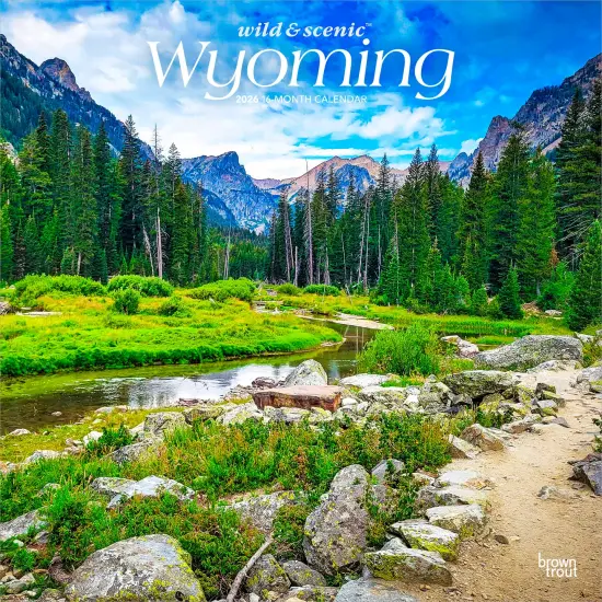 Wyoming Wild & Scenic | 2026 12 x 24 Inch (Hanging) Monthly Square Wall Calendar | Plastic-Free {1}