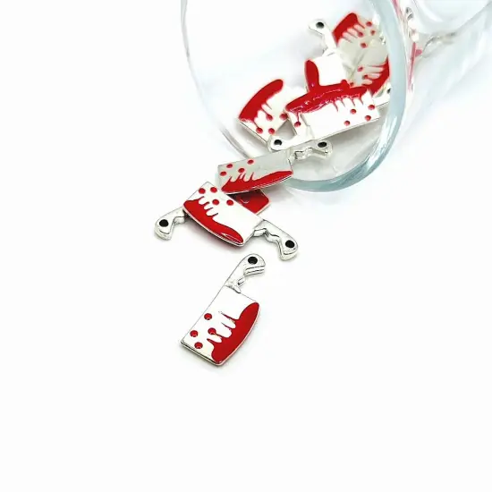 Bloody Cleaver Knife Charms, 9x23mm {1}