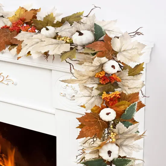 1 Pack 6 Ft Fall Leaves Garland with Lights {1}