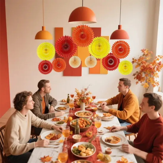 Fall Hanging Honeycomb Round Paper Fans - 11 Count {4}