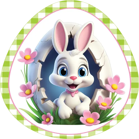 12in Waterproof Sign: Cracked Easter Bunny Egg {1}