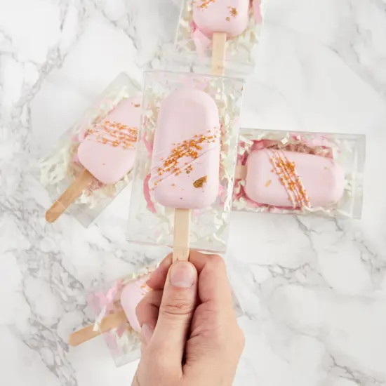 Cakesicle Treat Boxes, Clear Dessert Gift Box for Cake Pop Favors (3.7 x 2.2 In, 50 Pack) {3}