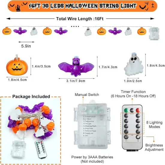 16.4FT Halloween String Lights Decorations {2}