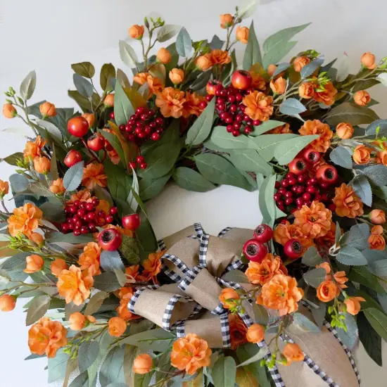 Artificial Fall Wreaths - Autumn Wreath with Large Red Berries {4}