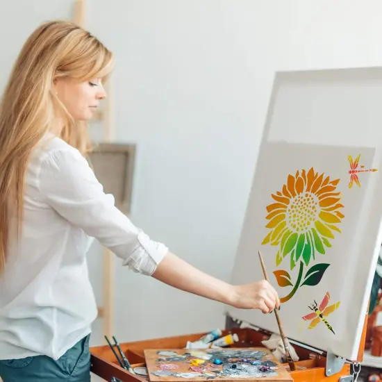 8 Pieces Sunflower Butterflies Painting Stencils Flower Butterfly Stencil Kit {2}