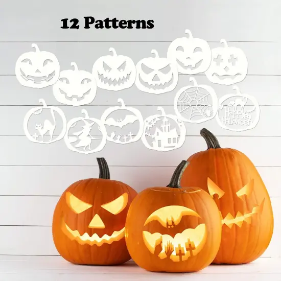 12 PCS Halloween Pumpkin Stencils - 8 Inch {3}