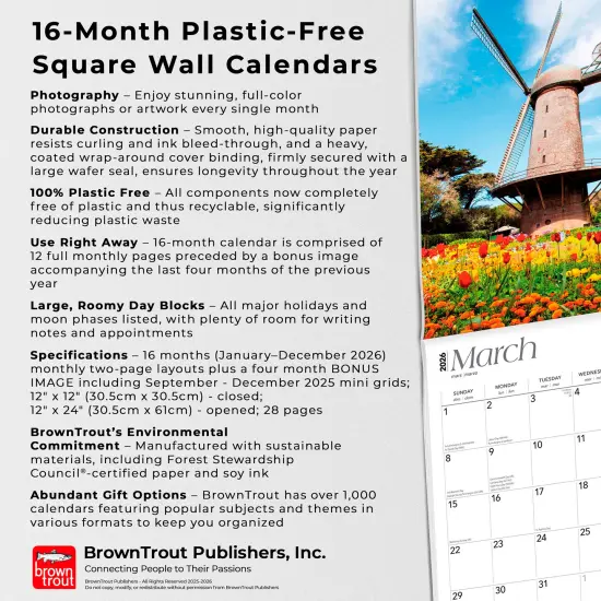 San Francisco | 2026 12 x 24 Inch (Hanging) Monthly Square Wall Calendar | Plastic-Free {6}