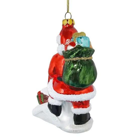 Black Santa and His List Glass Christmas Ornament, African American Tree Decor {5}