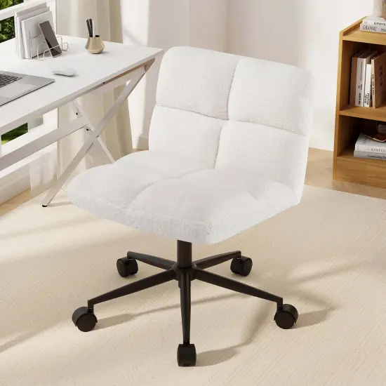 Costway Cross Legged Chair with Wheels Padded Seat Adjustable Height for Bedroom Beige/Gray {4}