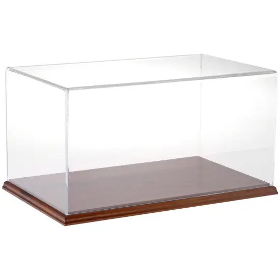 Plymor Clear Acrylic Display Case with Hardwood Base, 16" W x 10" D x 8" H {1}