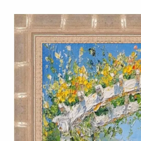 Boho Silver Bamboo Wood Picture Frame 24x48 frame {2}