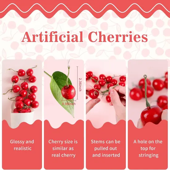 100 PCS- Artificial Cherry Fruit, Artificial Fruit for Decoration {2}