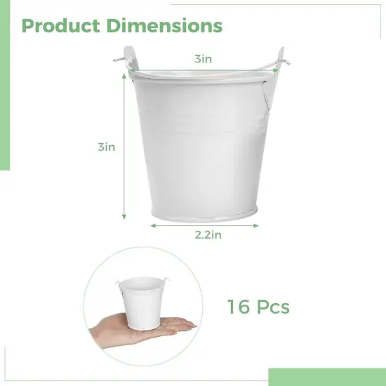 16 Pcs White Mini Buckets {4}