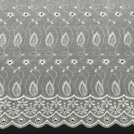 1 Yard White Medium Eyelet Fabric with Double Border and Soft, Medium Weight Texture 41/42 Inches Wide {1}