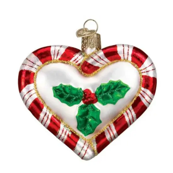 Old World Christmas 3.0 Inch Peppermint Heart Christmas Tree Ornament , Ornament Christmas 1St Love White {2}